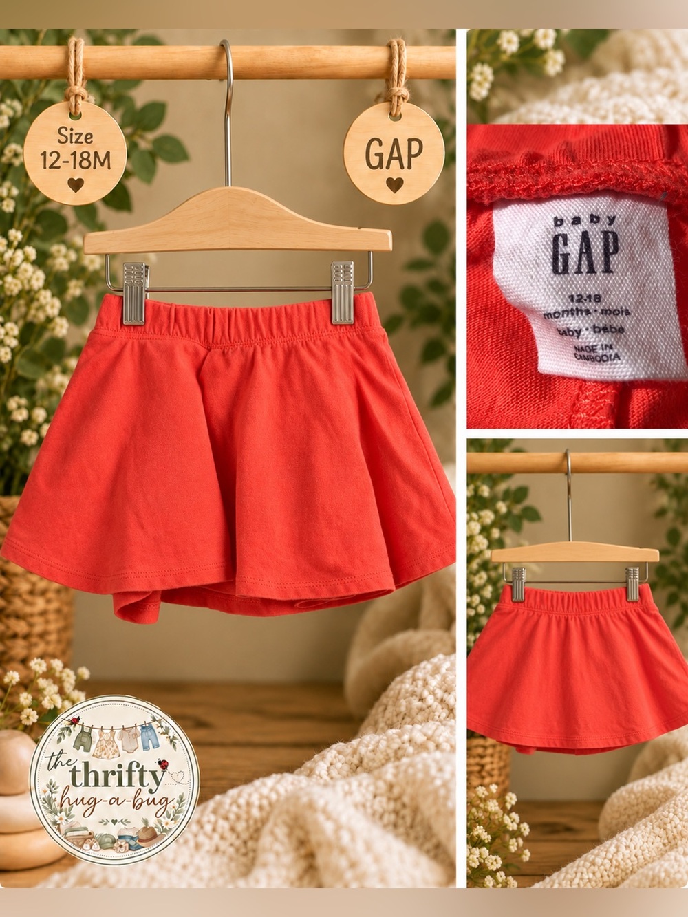 baby GAP Coral Pull-On Skater Skirt 12-18M